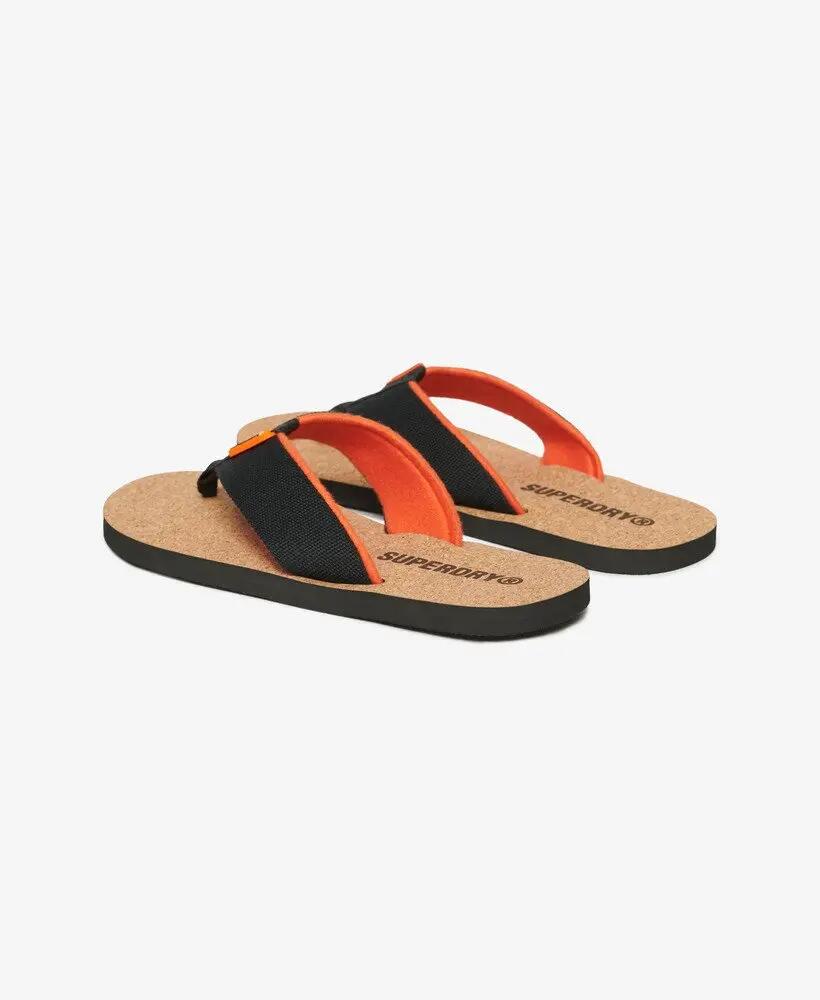 superdry Cork Graphic Teenslippers met katoenen band en rubberen zool – Black 2/7
