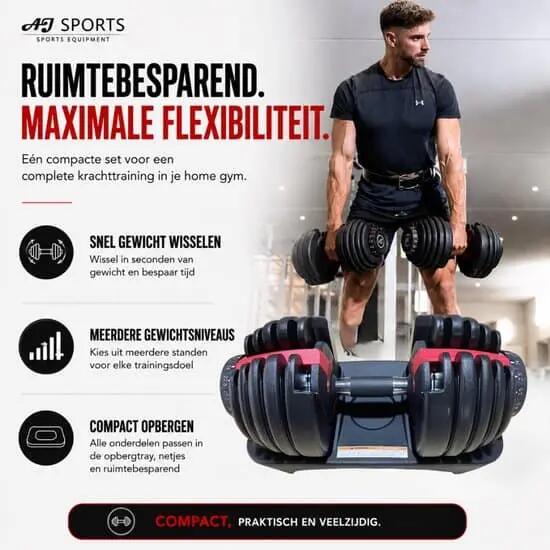 Verstelbare Dumbbell - 2 tot 24kg - Selector dumbbell - 1 stuk 3/7