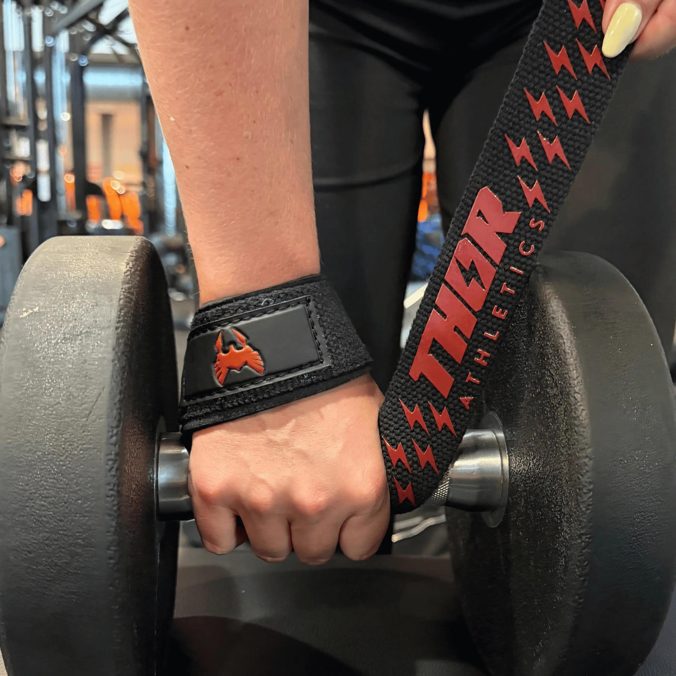 Lifting Straps - Extra Grip - Powerlifting Straps - Deadlift Straps - Zwart/Rood 2/4