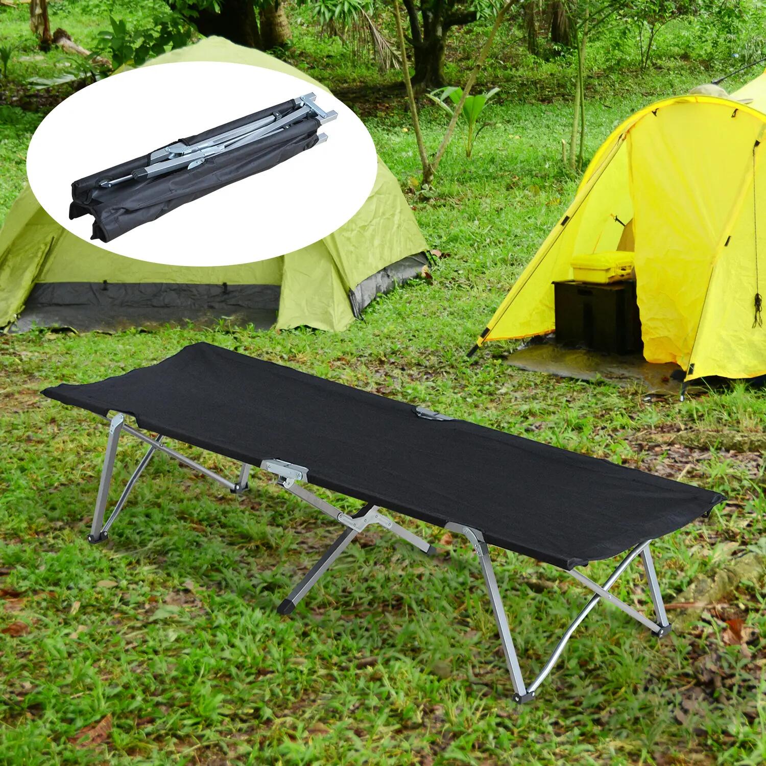 Lit camp pliable Oxford 600D armature métal 136kg 193x64x40cm noir 4/6