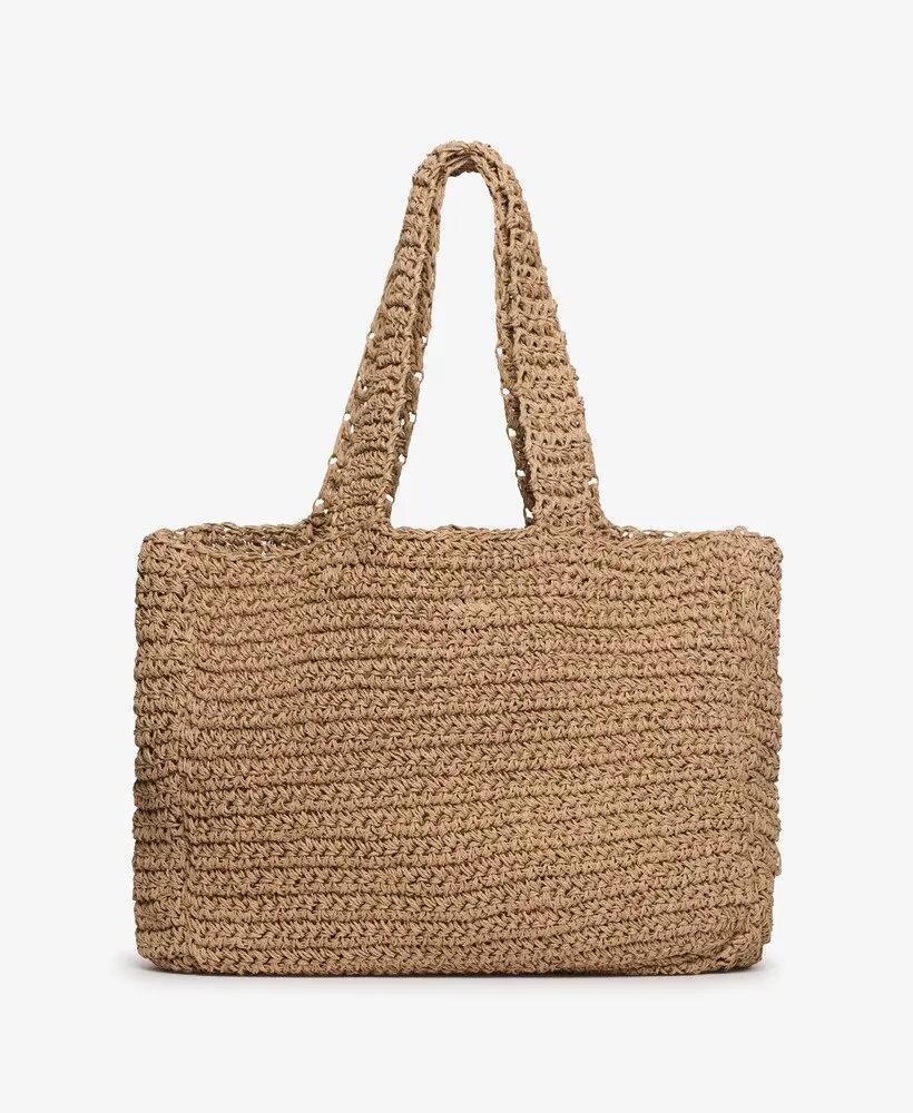 superdry Crochet City Tote Bag Tote aus Raffia‑Optik – Natural/Eclipse 5/5