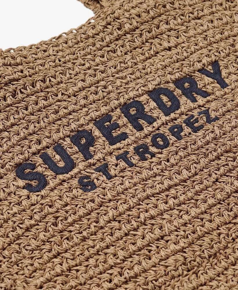 superdry Crochet City Tote Bag Tote aus Raffia‑Optik – Natural/Eclipse 3/5
