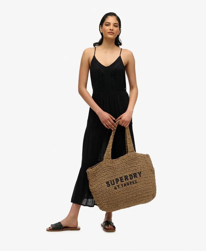 superdry Crochet City Tote Bag Tote aus Raffia‑Optik – Natural/Eclipse 2/5