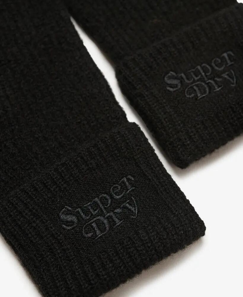 superdry luvas Soft Rib em malha – macias e quentes – Black 2/3