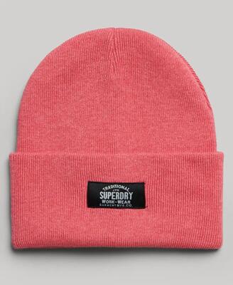 Superdry classic knitted beanie – gebreid en warm – camping pink marl