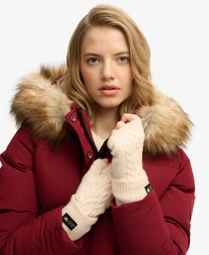 superdry Cable Luxe Gants chauffe-mains en câble - Oatmeal White 4/4