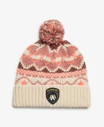 superdry Bonnet tricoté Apres Ski en polyester recyclé – Nutmeg Spice Fairisle