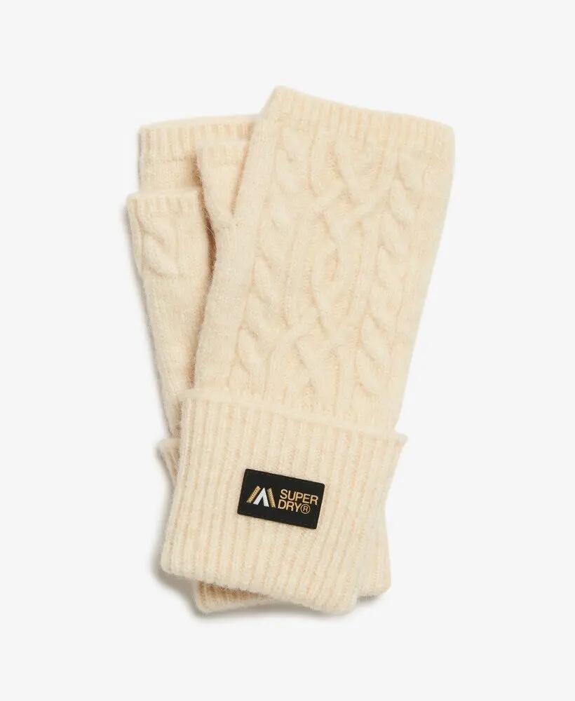 superdry Cable Luxe Gants chauffe-mains en câble - Oatmeal White 3/4