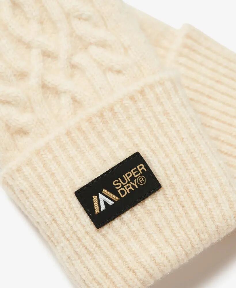 superdry Cable Luxe Gants chauffe-mains en câble - Oatmeal White 2/4