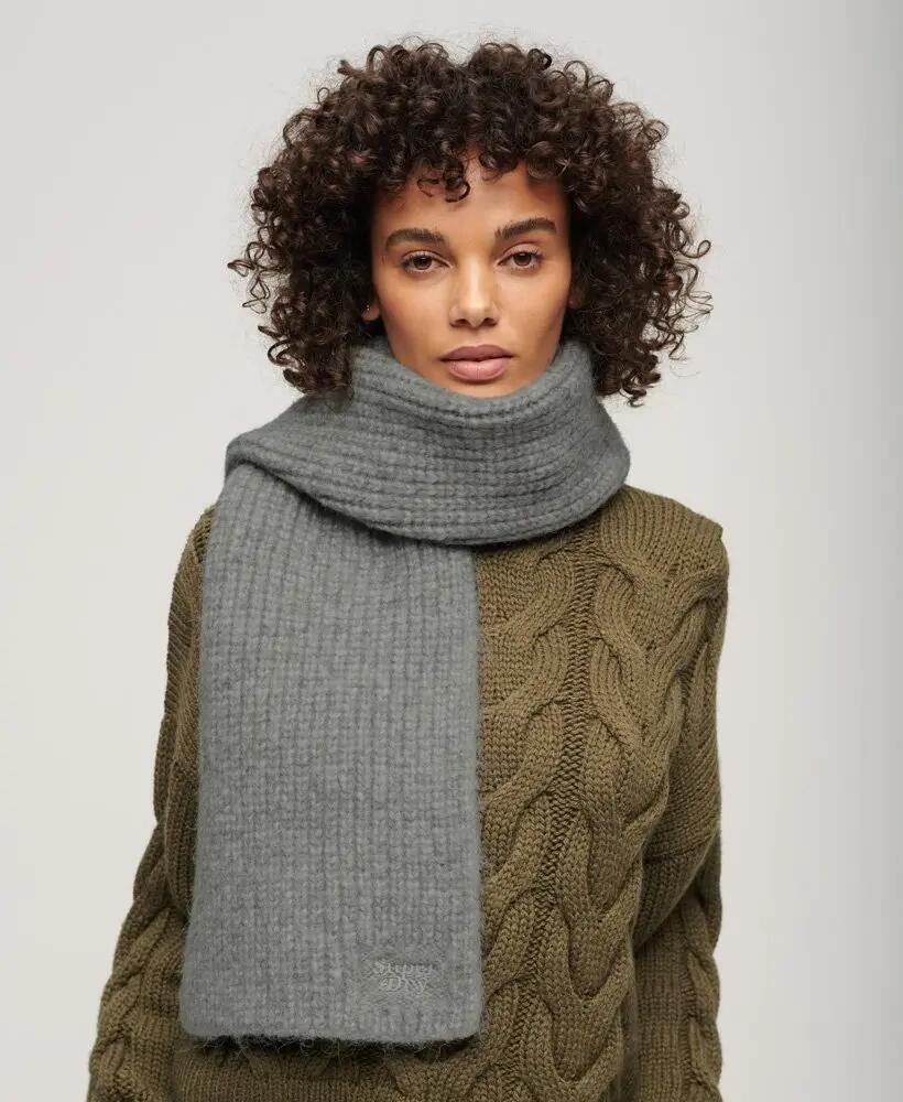 superdry Écharpe Ribbed Knit en mélange alpaga-laine — Gris Marl – GREY MARL 3/3