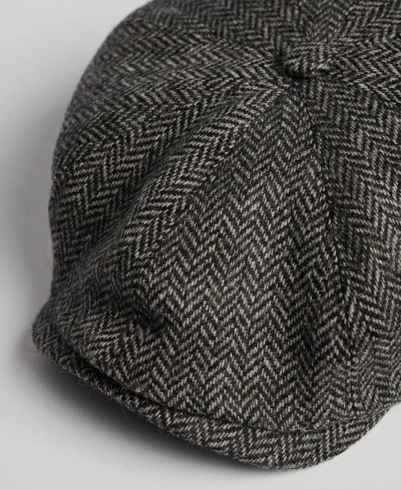 superdry Baker Boy Cap en laine herringbone naturelle – Natural Herringbone 3/3