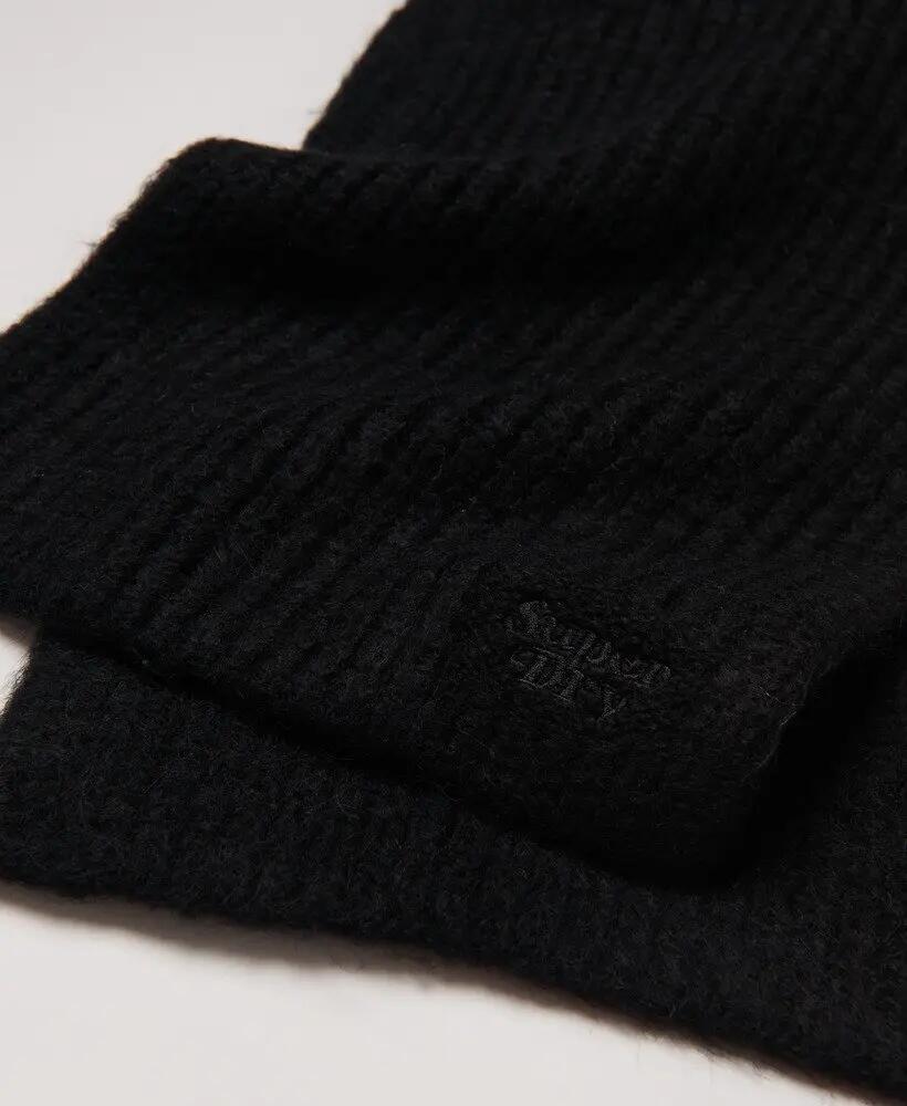 superdry Cachecol em malha canelada preto, mistura alpaca e lã – Black 2/3