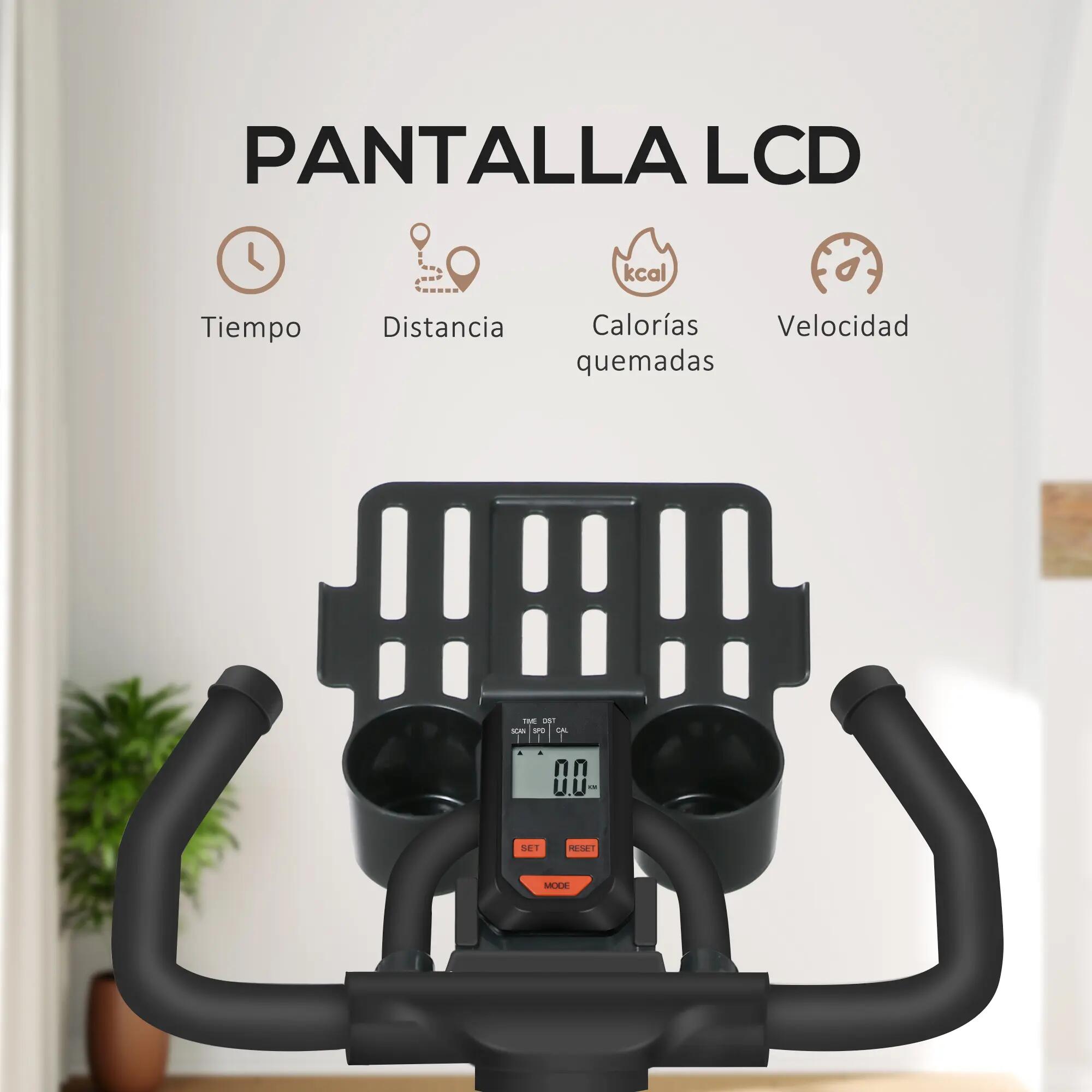 Vélo stationnaire avec résistance réglable, volant d'inertie de 8 kg, écran LCD, 6/9