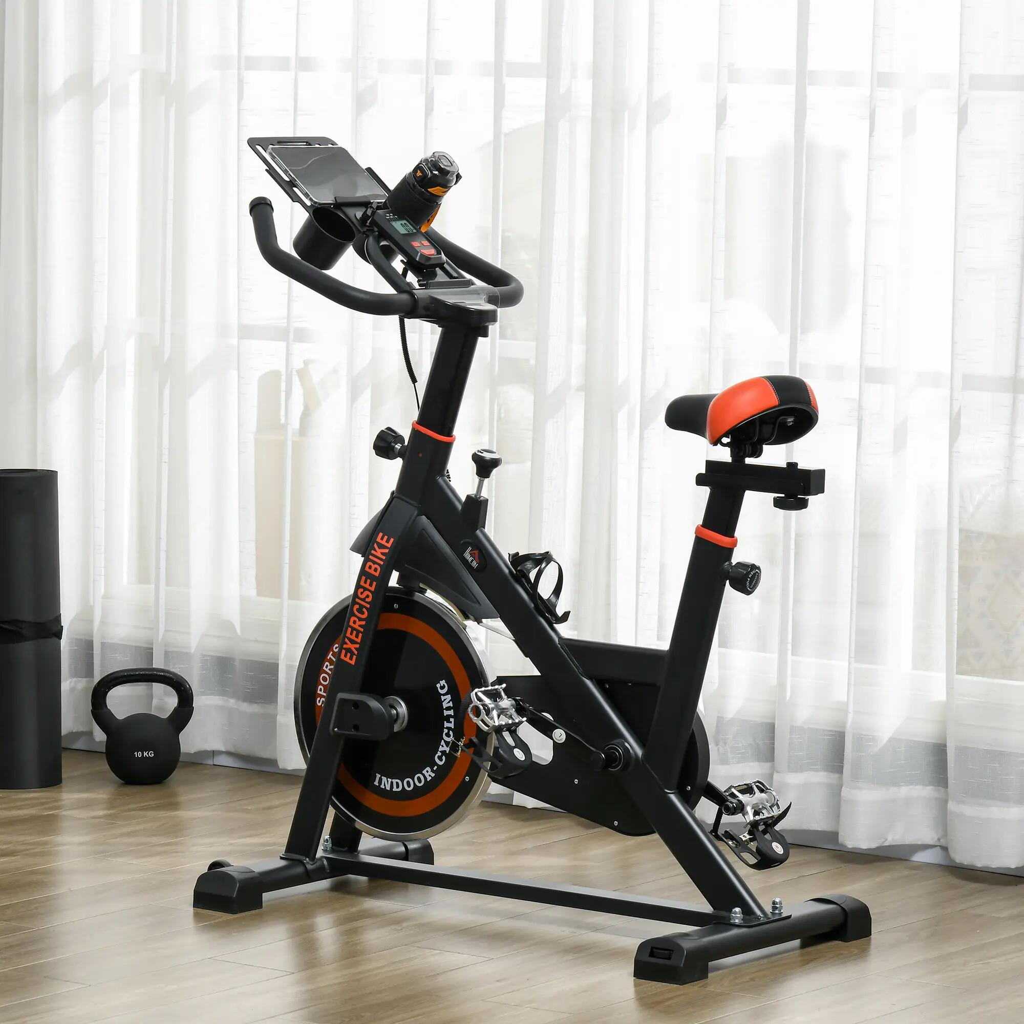 Vélo d'appartement avec volant d'inertie de 8 kg et écran LCD, en acier et ABS, 4/9