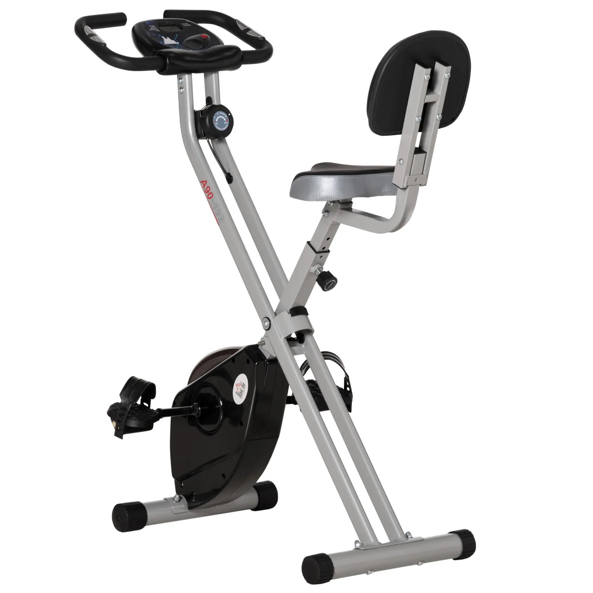 Vélo d'exercice pliable avec dossier, 8 niveaux de résistance, volant d'inertie, 2/9