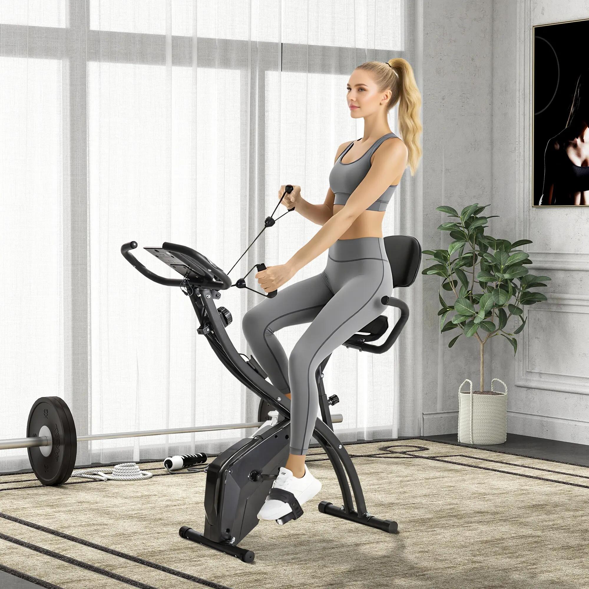 Vélo d'appartement pliable avec réglage en hauteur, résistance magnétique 3/9
