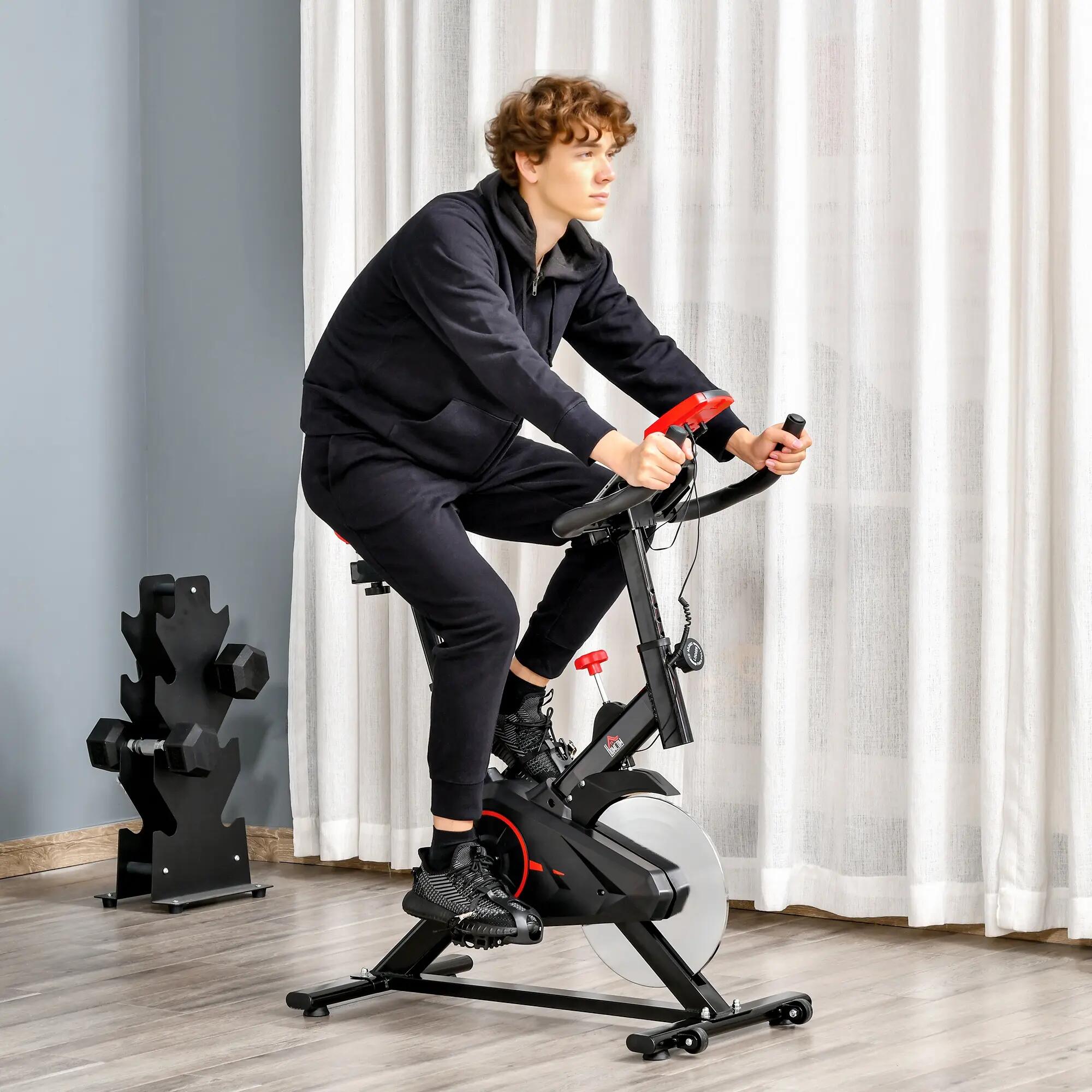 Vélo d'appartement professionnel avec résistance réglable, selle et guidon 3/9