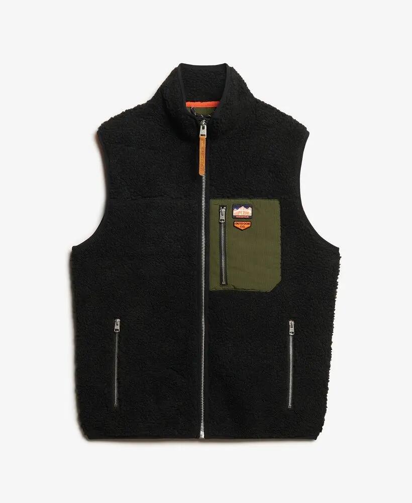 superdry Gilet Vintage Retro Borg Fleece – Preto – Black 6/6
