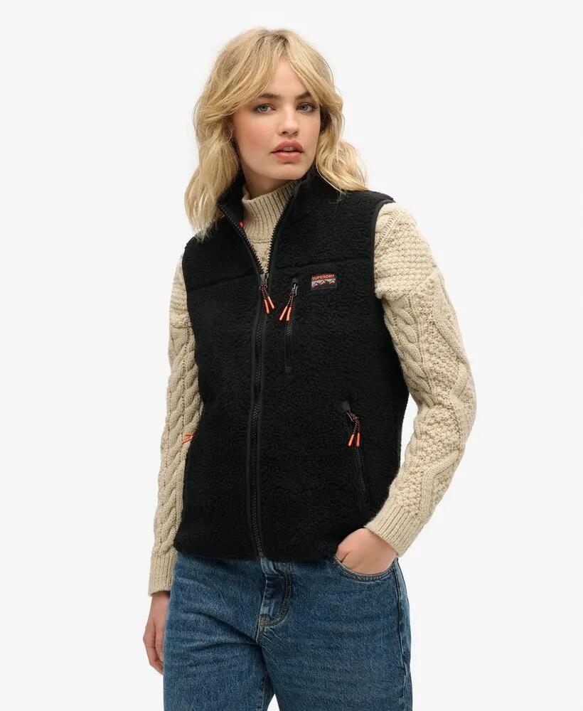 superdry Gilet Fleece Outdoor em poliéster com forro reciclado – BLACK/BLACK 5/7