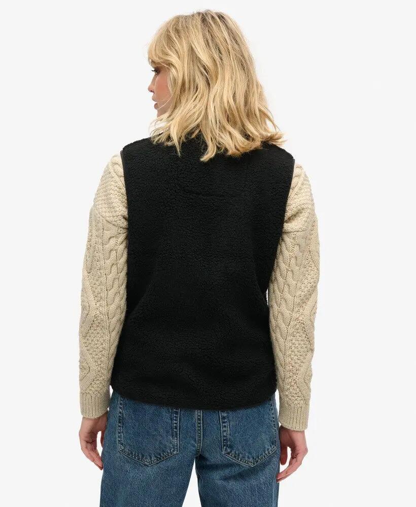 superdry Gilet Fleece Outdoor em poliéster com forro reciclado – BLACK/BLACK 4/7