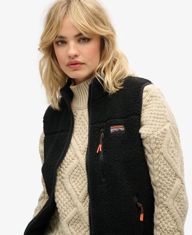 superdry Gilet Fleece Outdoor em poliéster com forro reciclado – BLACK/BLACK 3/7