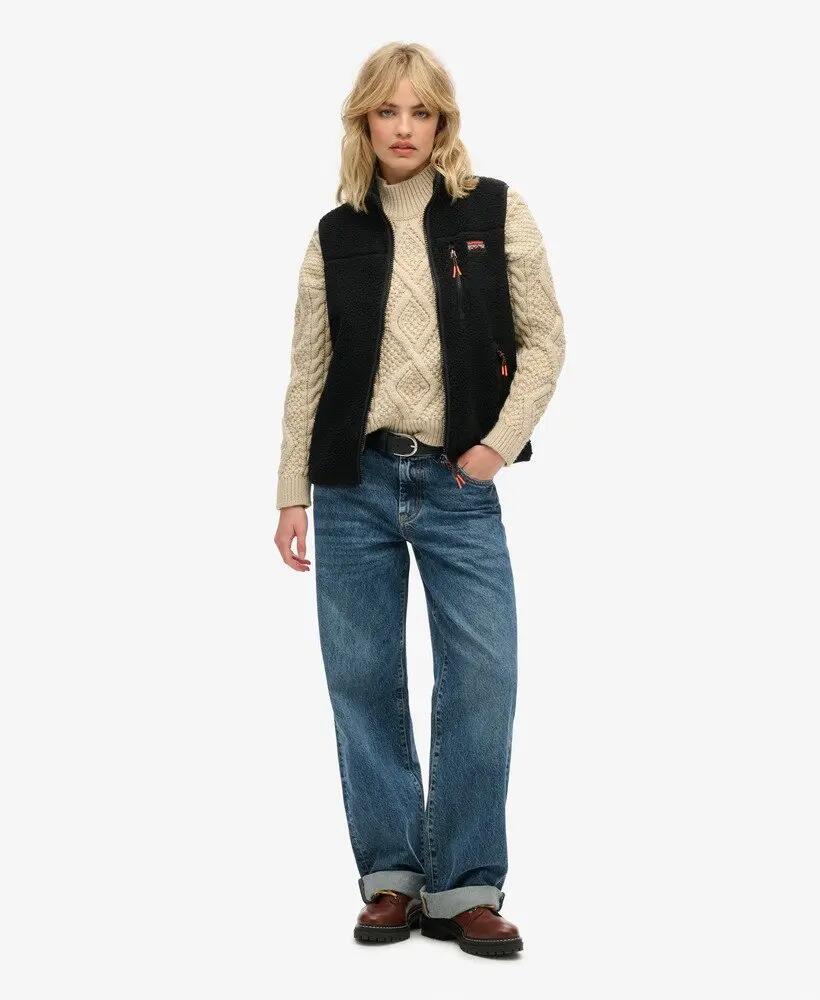 superdry Gilet Fleece Outdoor em poliéster com forro reciclado – BLACK/BLACK 2/7