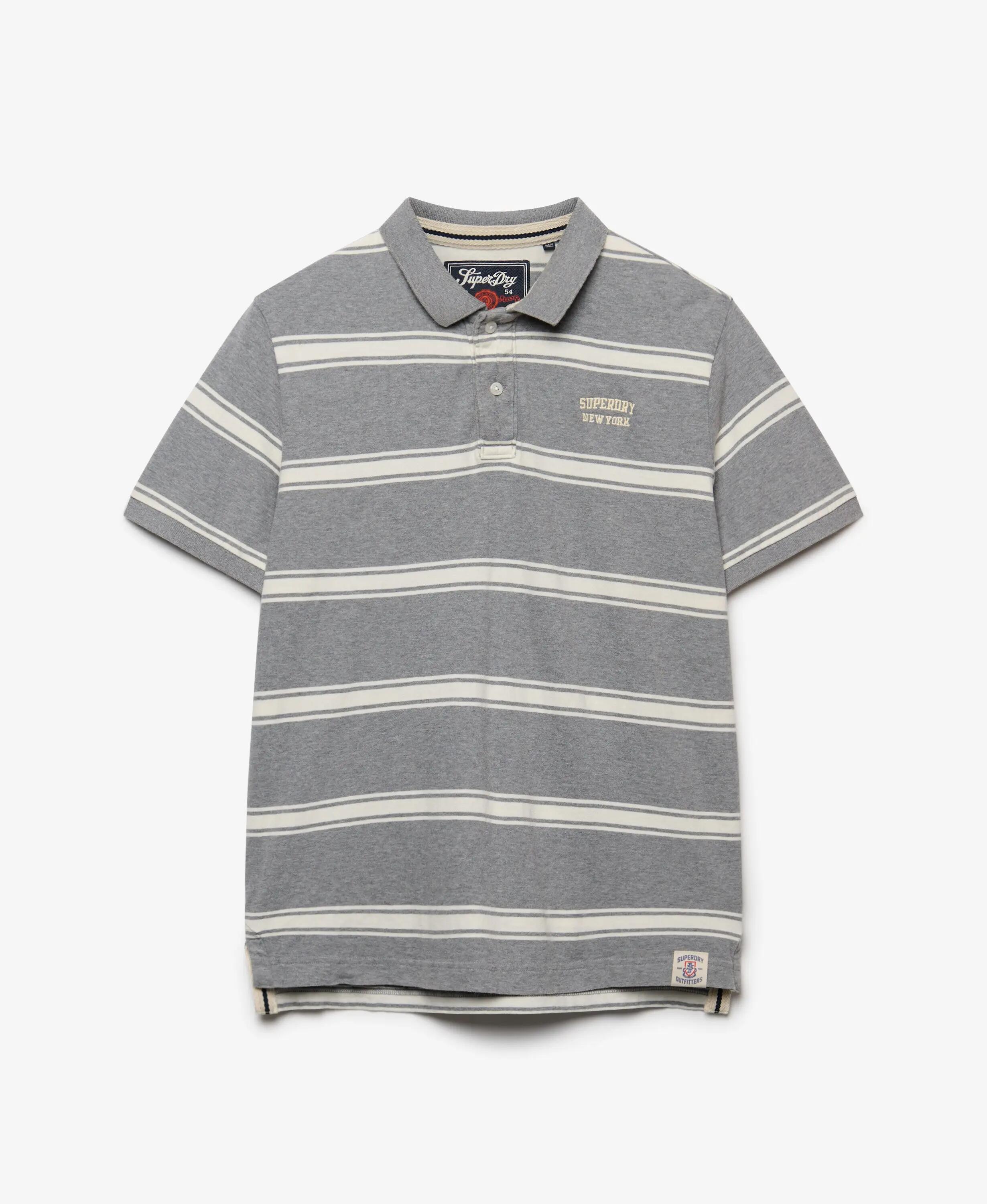 superdry Polo Vintage às Riscas em Jersey 100% algodão – Griffin Grey Marl 7/7