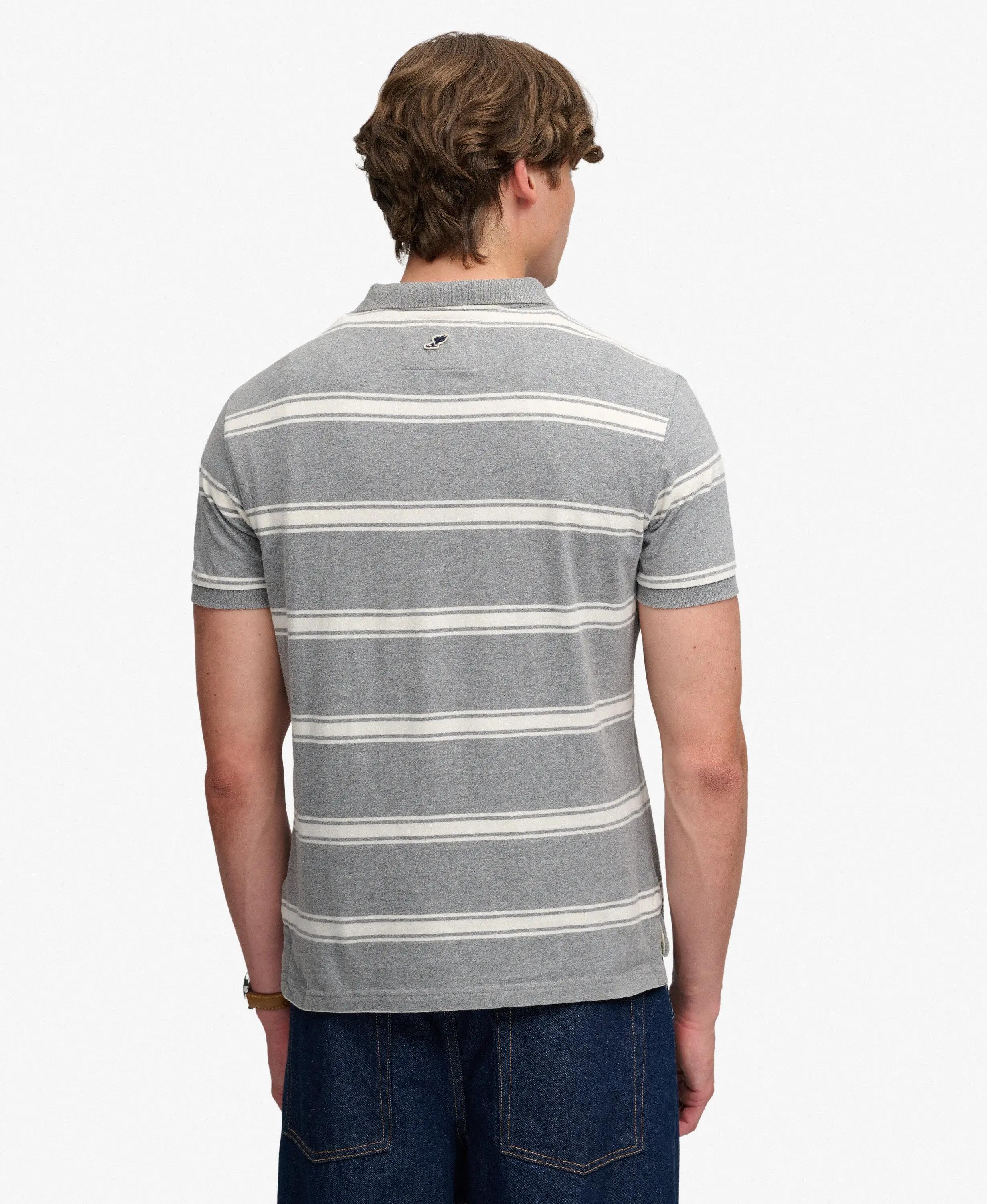 superdry Polo Vintage às Riscas em Jersey 100% algodão – Griffin Grey Marl 5/7