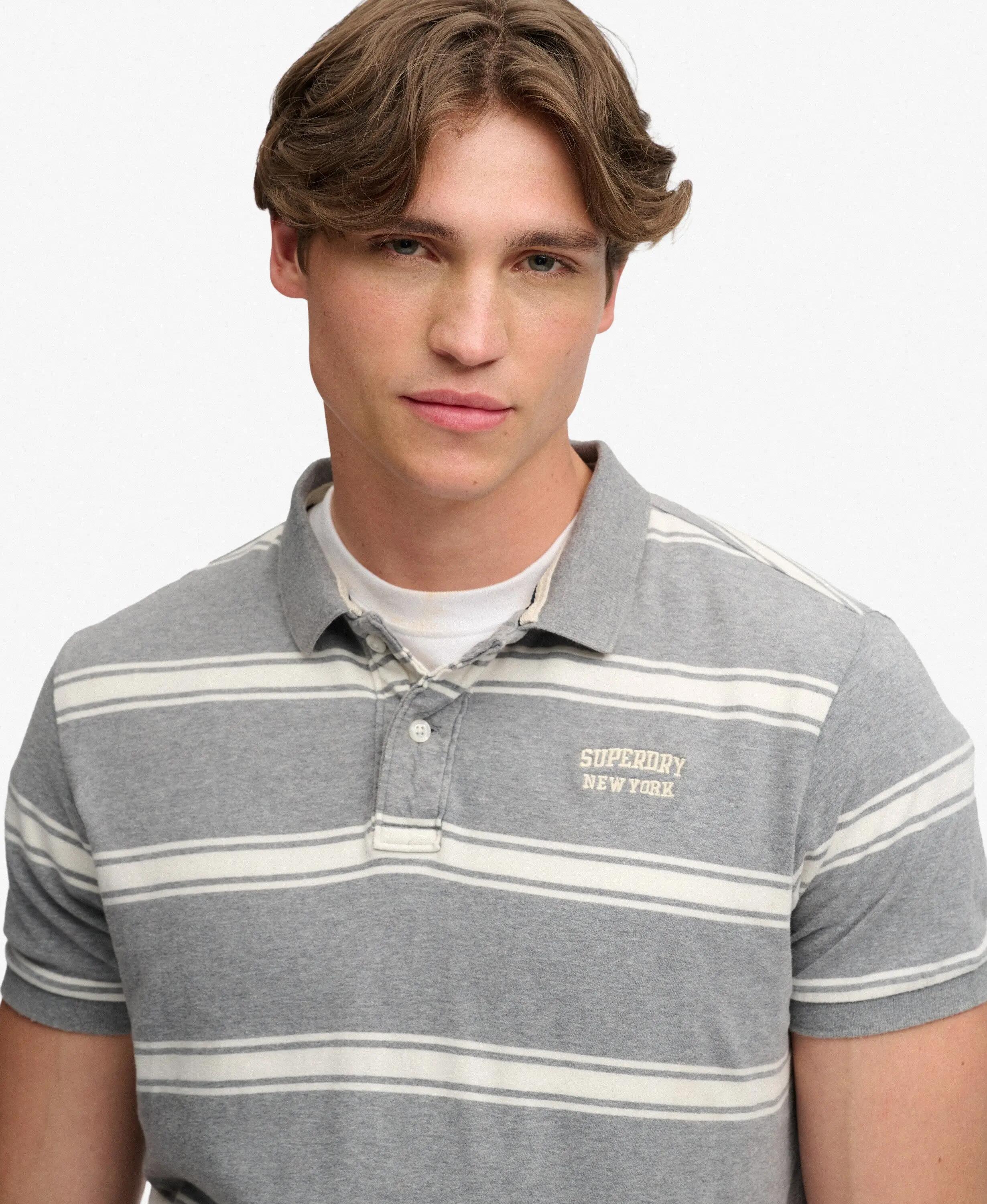 superdry Polo Vintage às Riscas em Jersey 100% algodão – Griffin Grey Marl 4/7