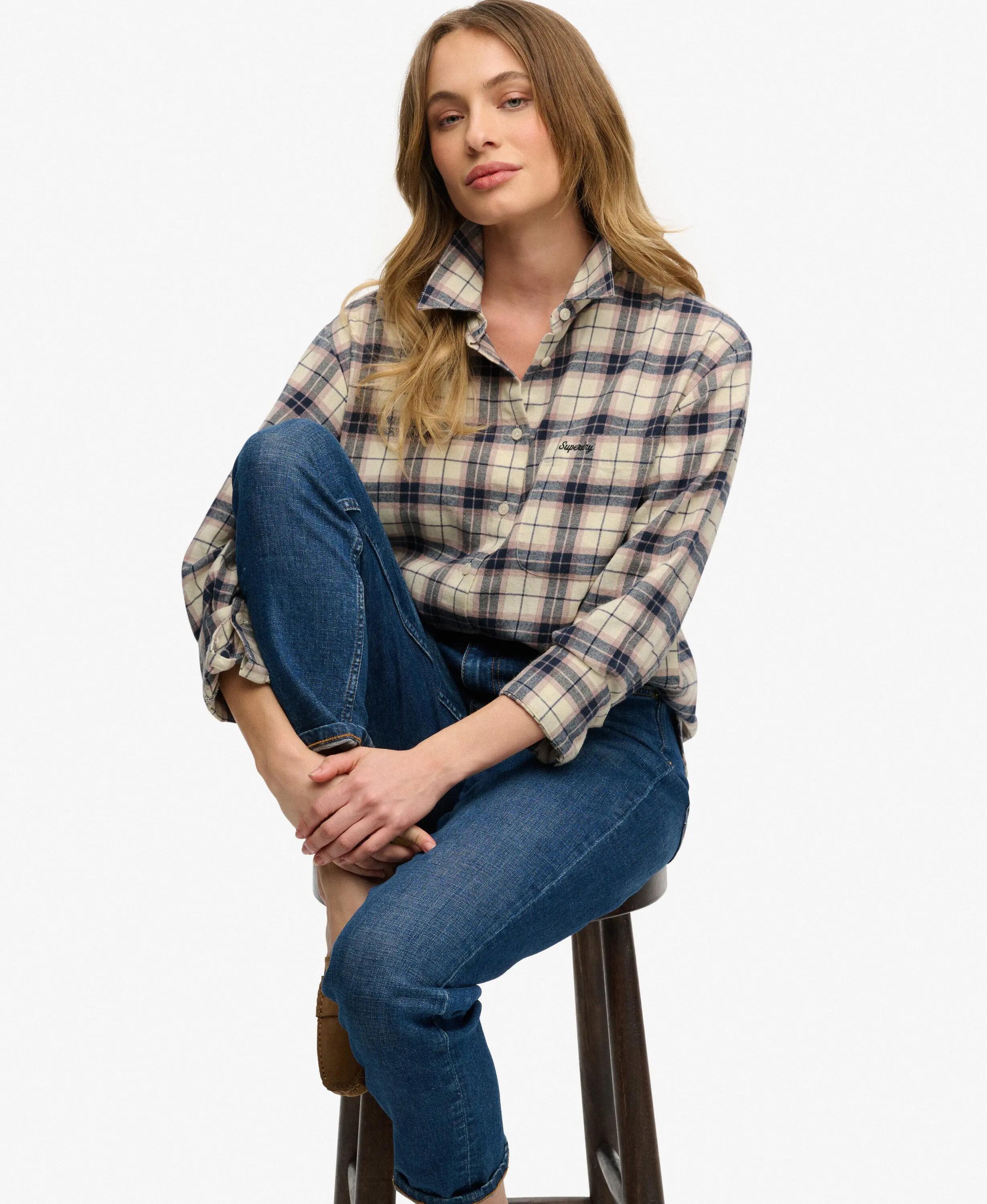 superdry Camicia Flanella a Quadri Relaxed – Off White Mix Check 2/7