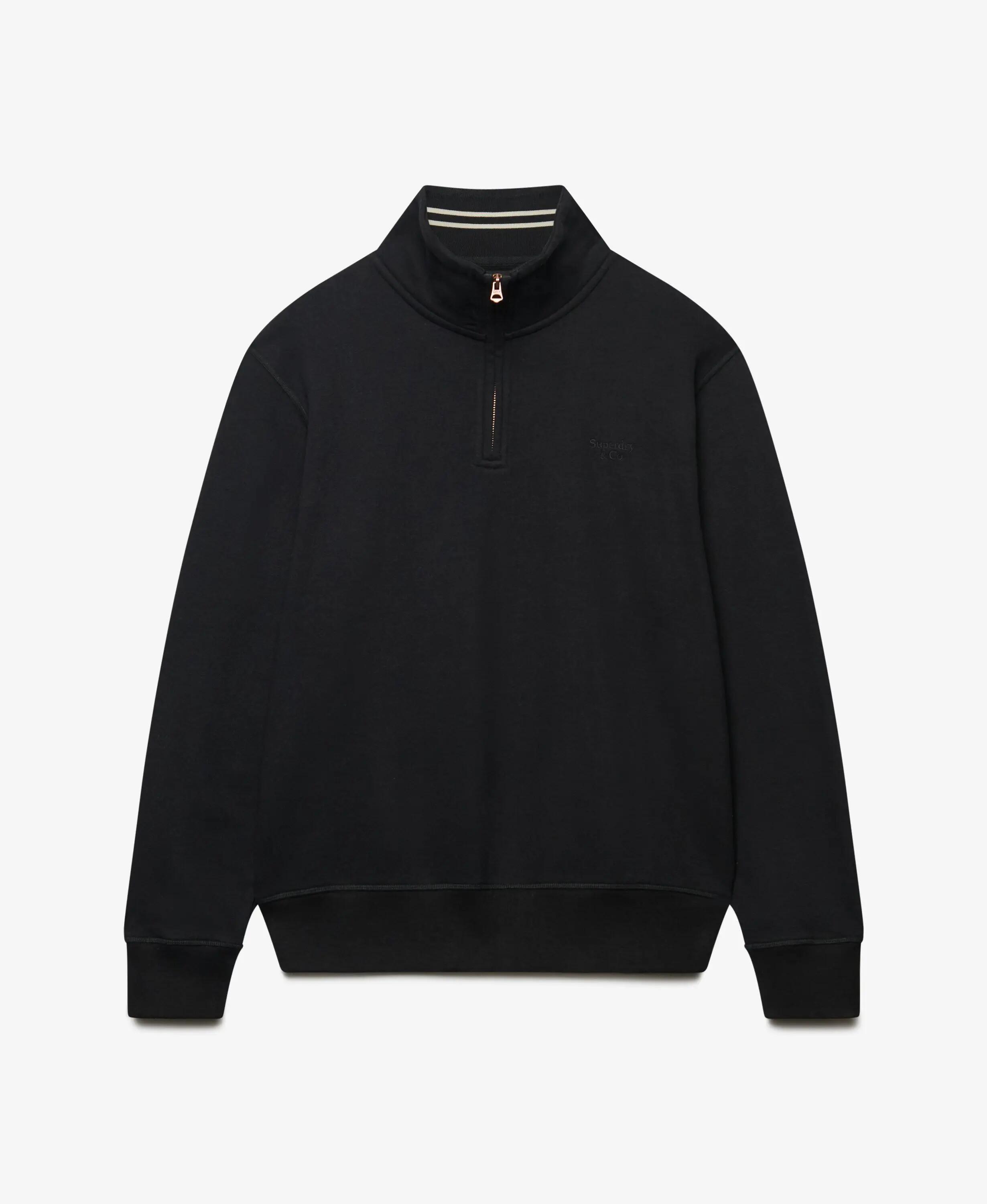 superdry Felpa Half Zip con Logo Serif essenziale – Black 7/7