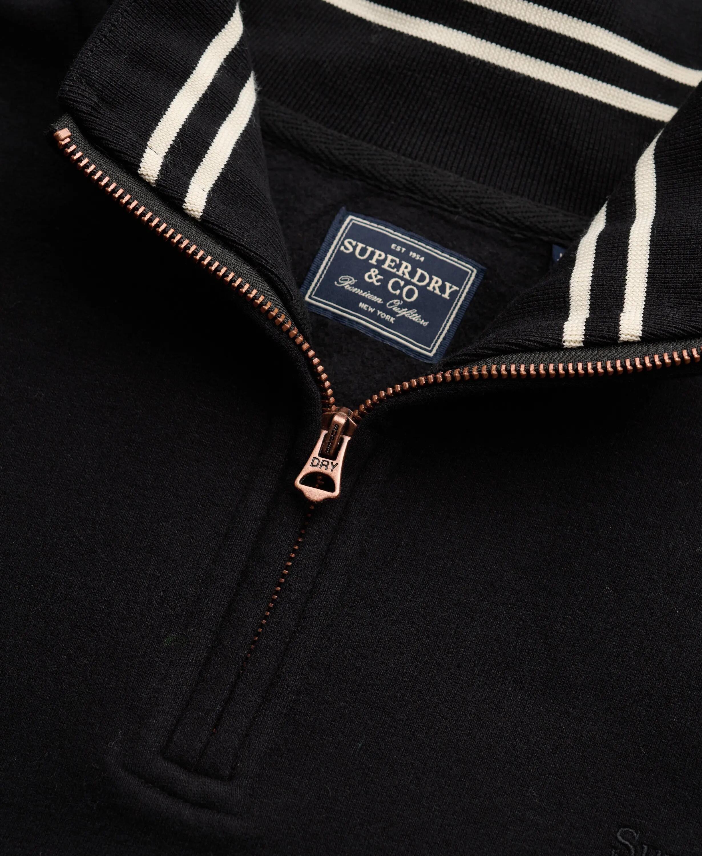 superdry Felpa Half Zip con Logo Serif essenziale – Black 6/7