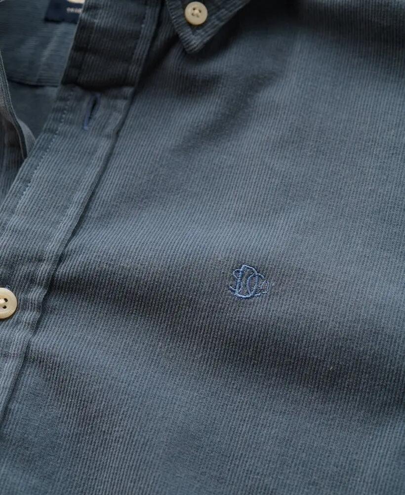 superdry Classic Needle Cord Shirt Cordhemd – Relaxed Fit – Stormy Weather Blue 6/7