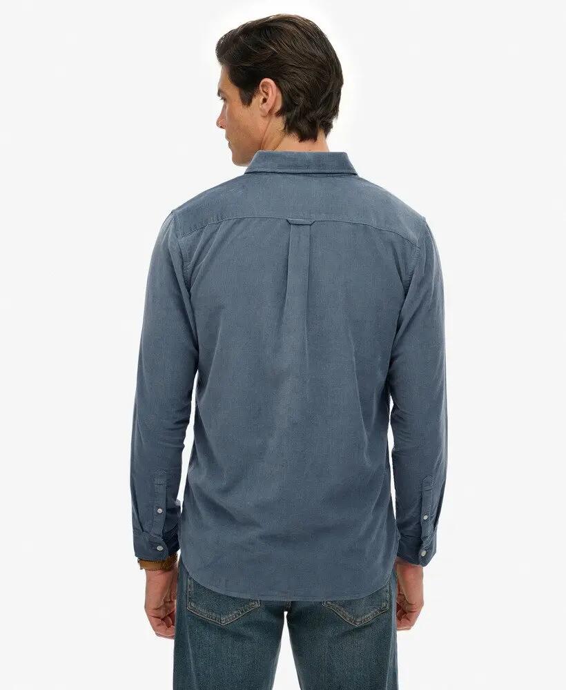 superdry Classic Needle Cord Shirt Cordhemd – Relaxed Fit – Stormy Weather Blue 5/7