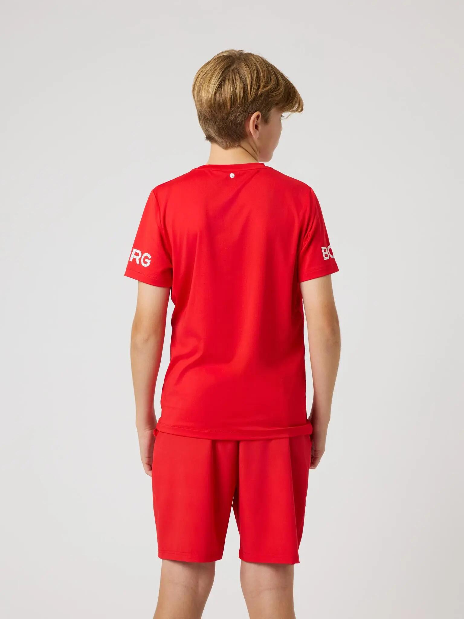 bjorn_borg Koszulka junior z recyklowanego poliestru – FLAME SCARLET 2/4