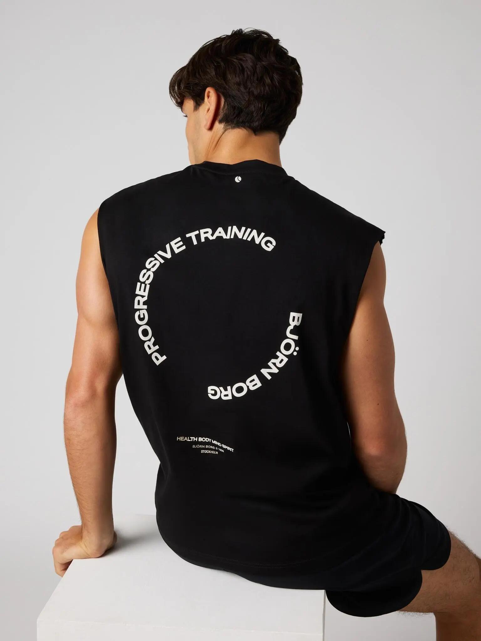 bjorn_borg BORG GYM T-shirt senza maniche in poliestere riciclato – BLACK BEAUTY 5/5