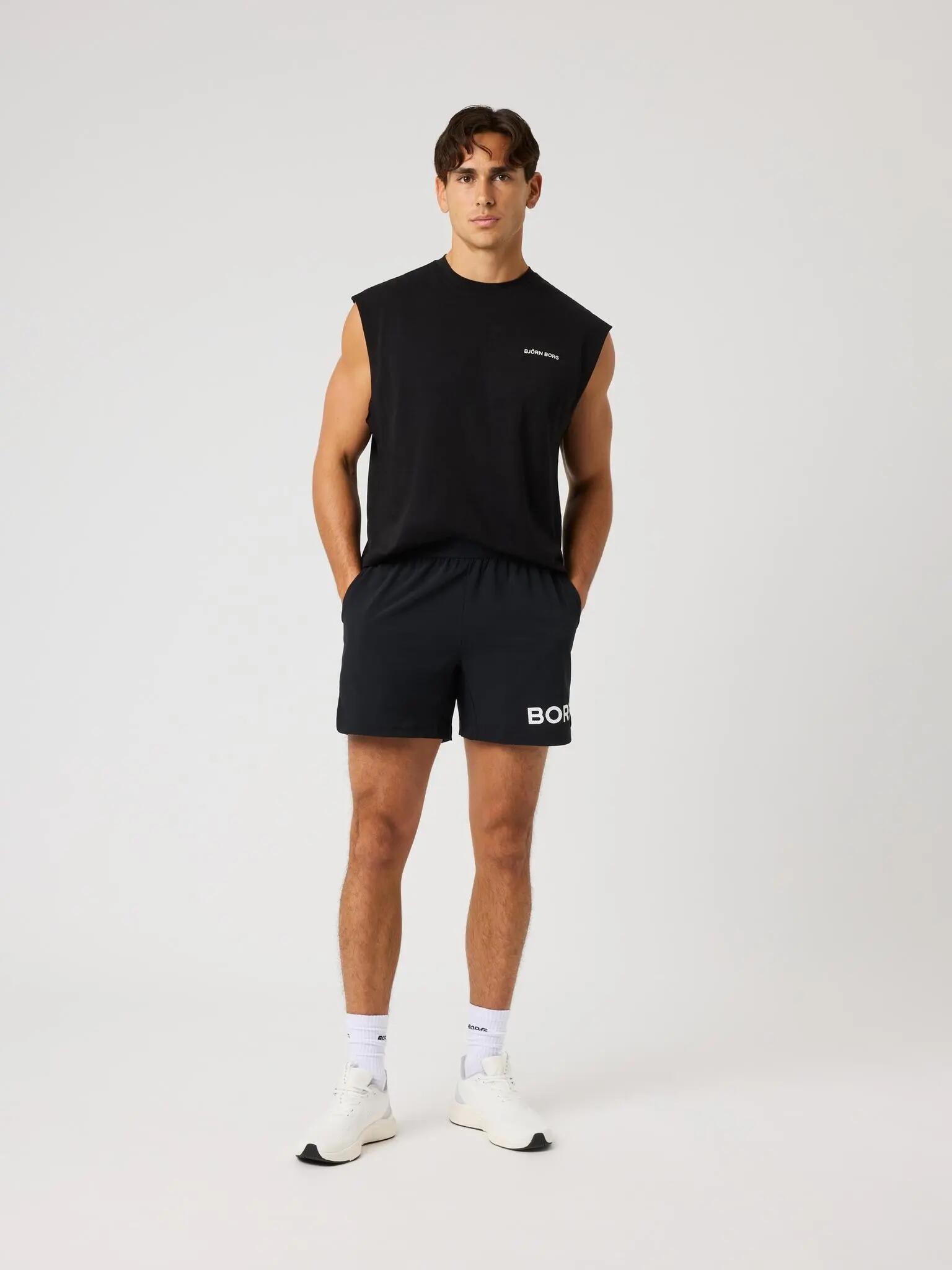 bjorn_borg BORG GYM T-shirt senza maniche in poliestere riciclato – BLACK BEAUTY 3/5