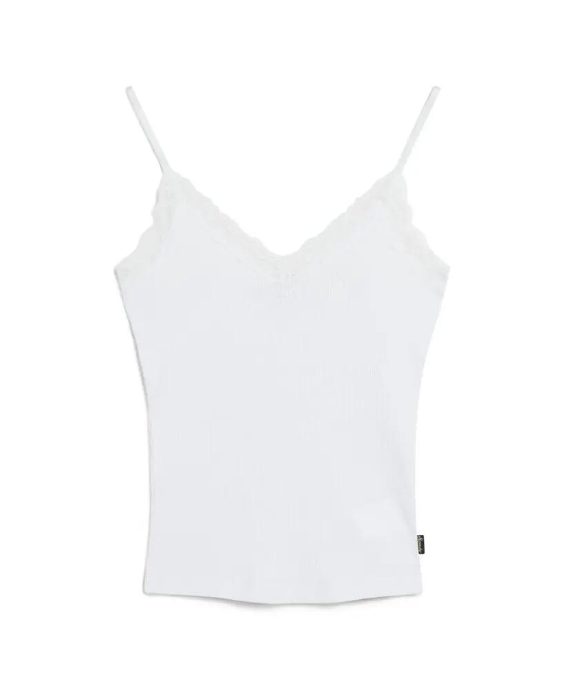 superdry Top Cami Vintage Canelado em Algodão Biológico com Renda – OPTIC 6/6