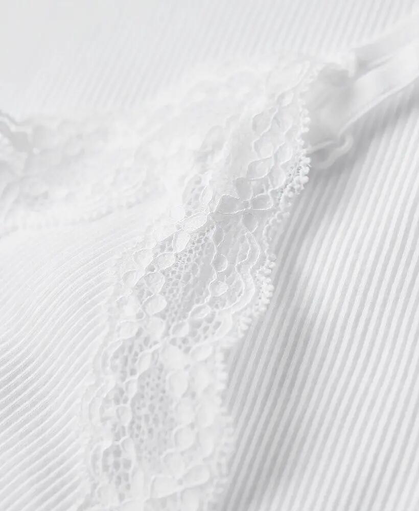 superdry Top camisola canelado com renda em algodão orgânico – OPTIC 6/7
