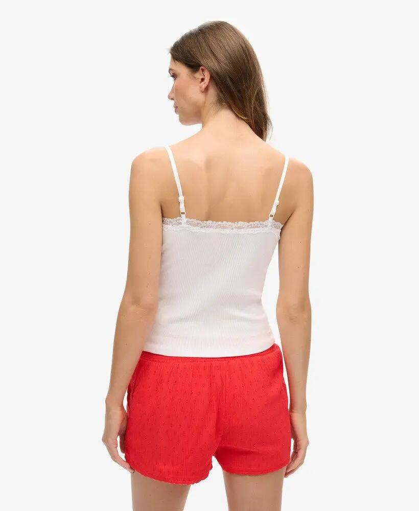 superdry Top camisola canelado com renda em algodão orgânico – OPTIC 4/7