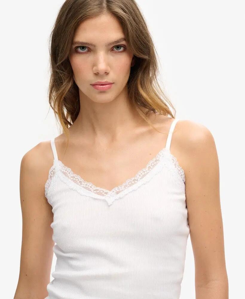 superdry Top camisola canelado com renda em algodão orgânico – OPTIC 3/7