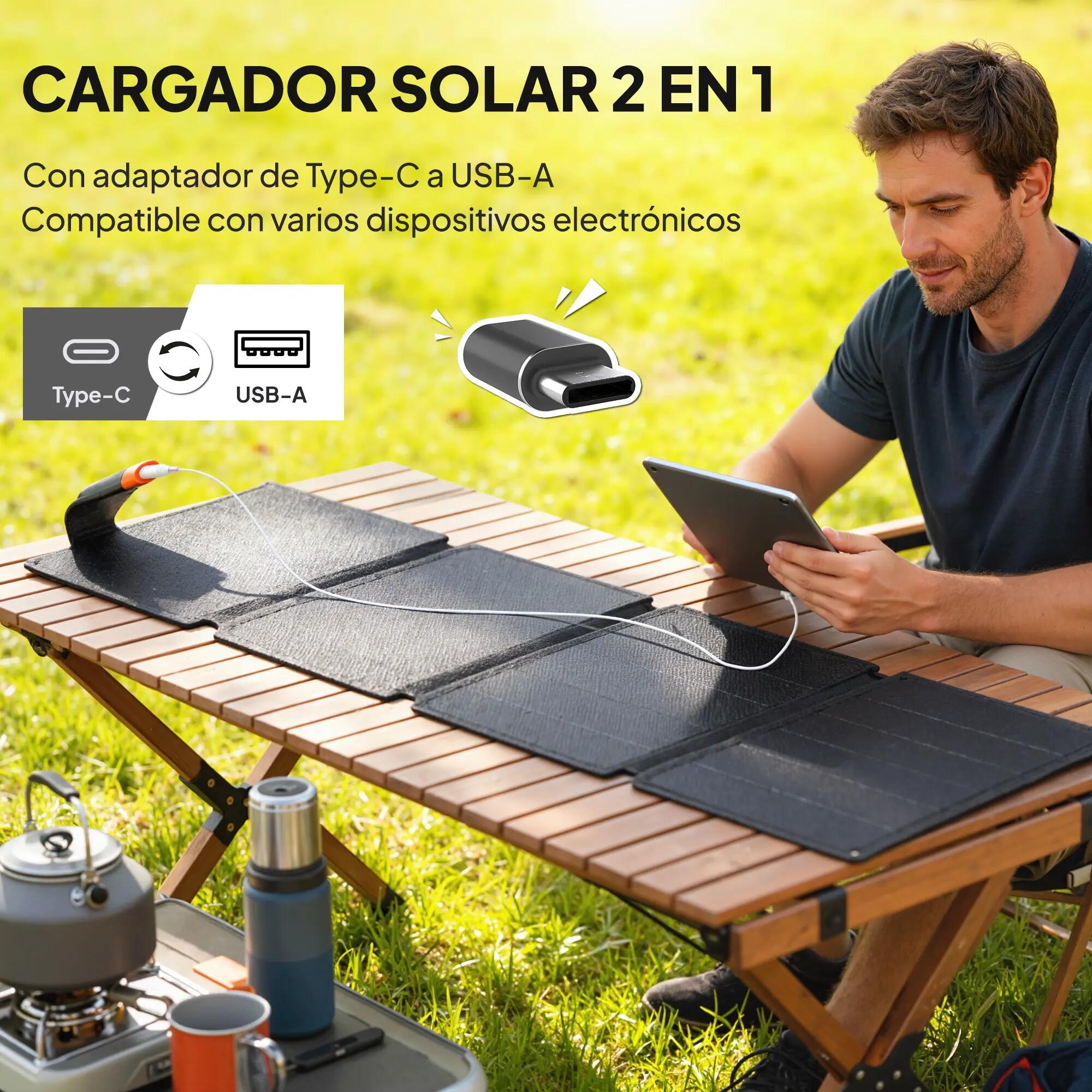 Chargeur solaire pliable camping - panneaux ETFE - orange 6/6