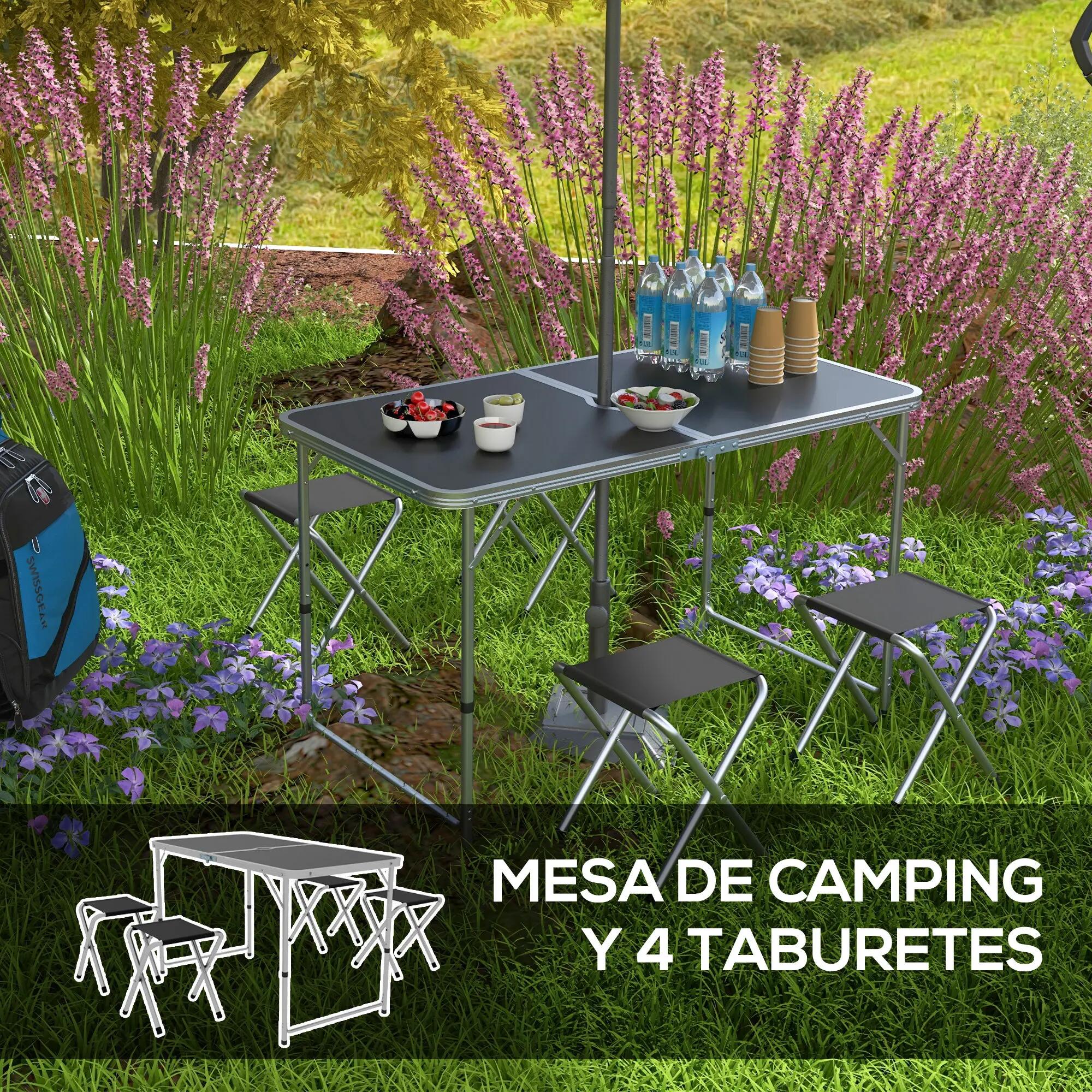 Table pliante de camping - Camping - Plateau MDF, réglable 55-70 cm - Noir 6/6