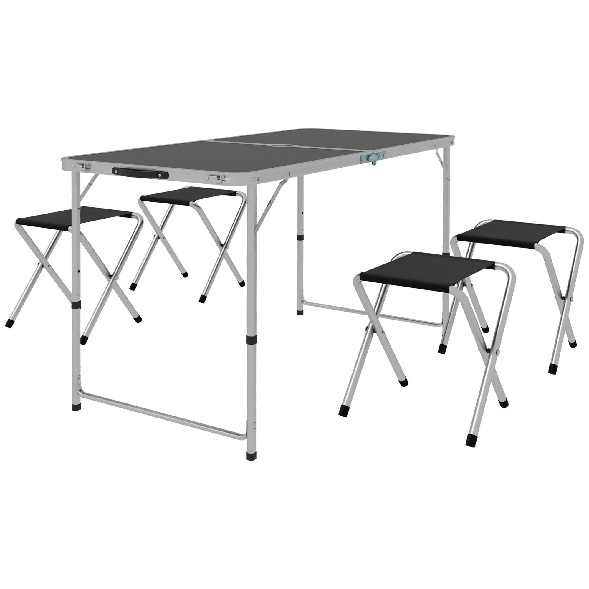 Table pliante de camping - Camping - Plateau MDF, réglable 55-70 cm - Noir 2/6