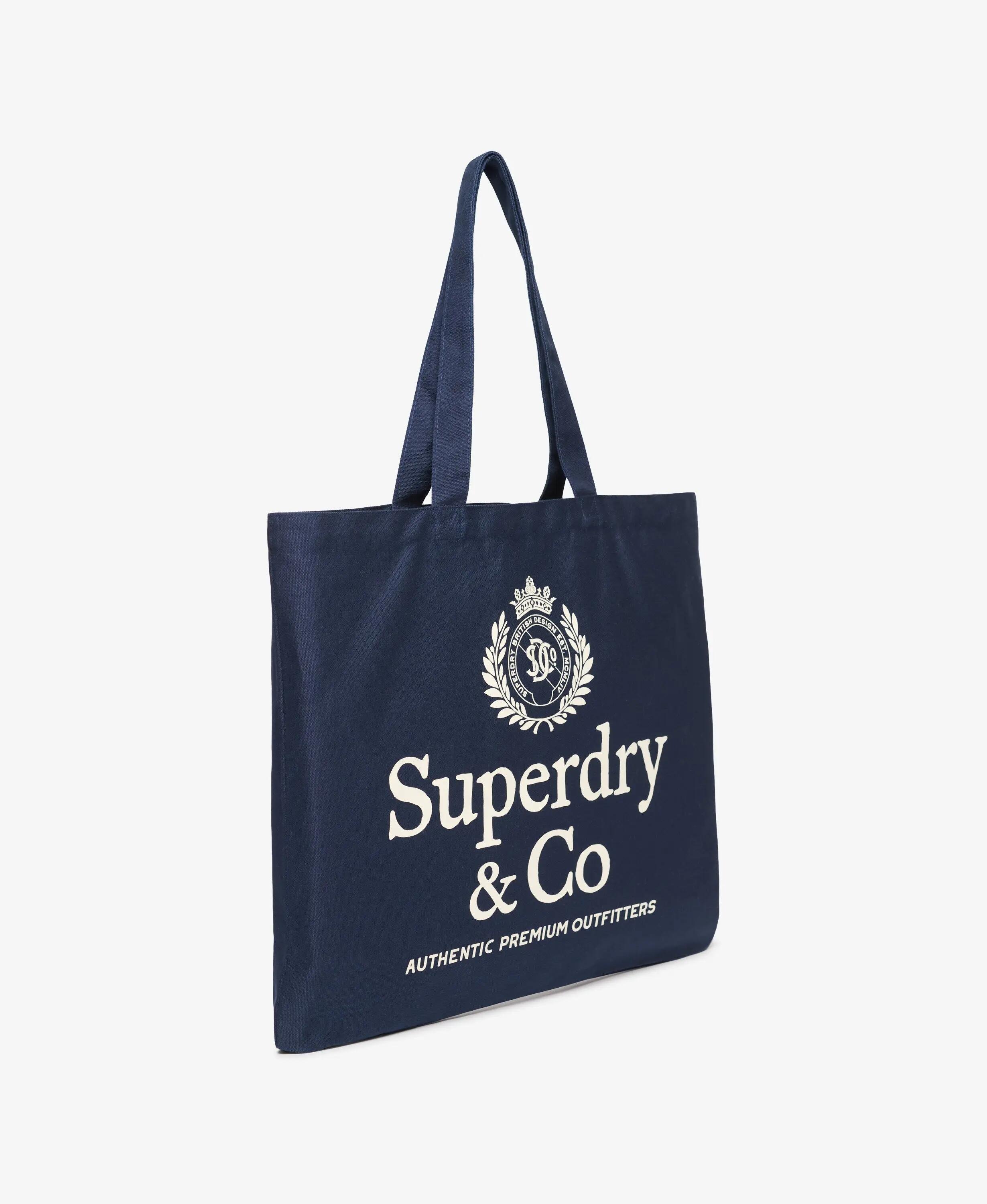 superdry Tote van 100% katoen met groot grafisch dessin – Richest Navy/Off White 2/4