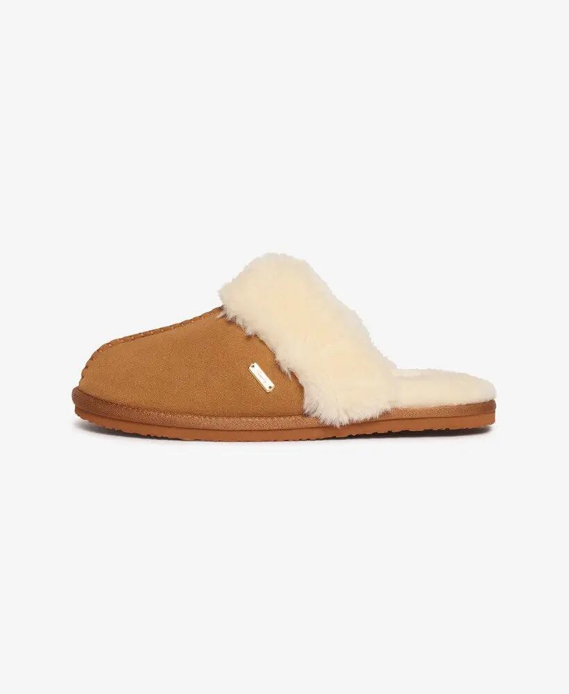 superdry Mule Slipper van echt schapensuède met imitatiebont voering – TAN 4/7