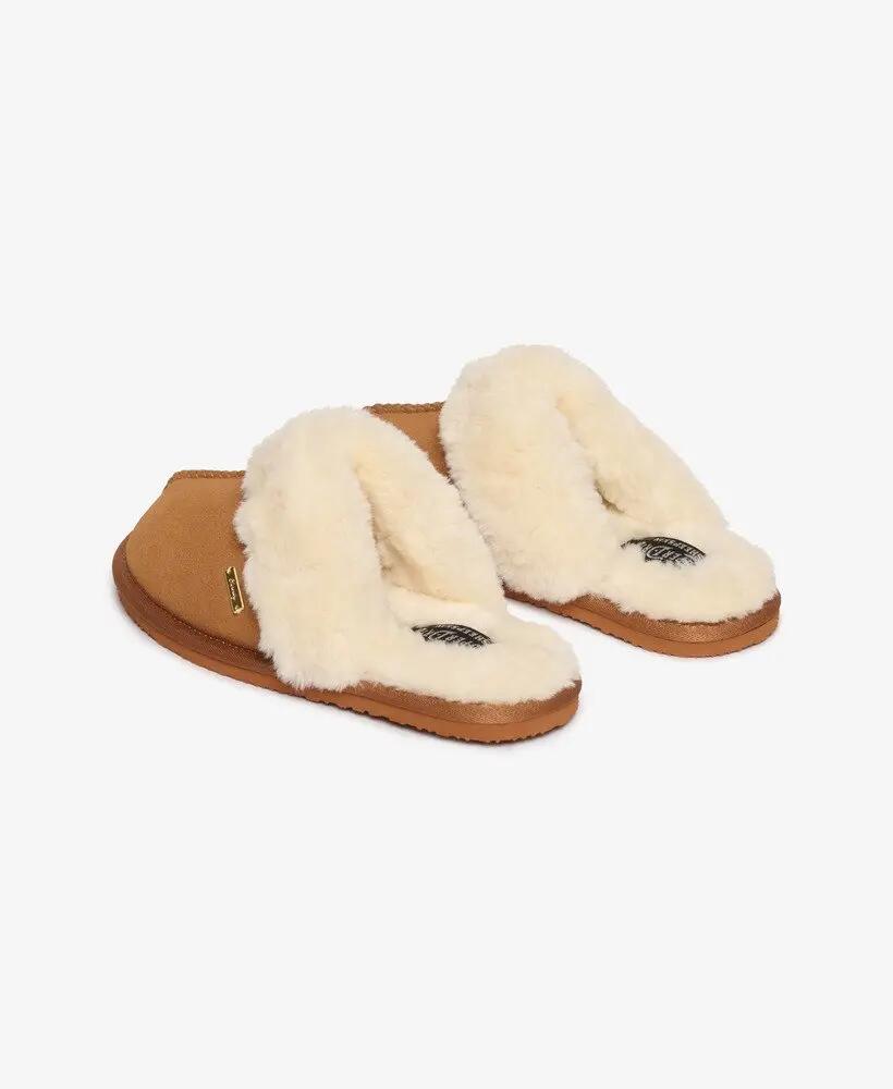superdry Mule Slipper van echt schapensuède met imitatiebont voering – TAN 2/7