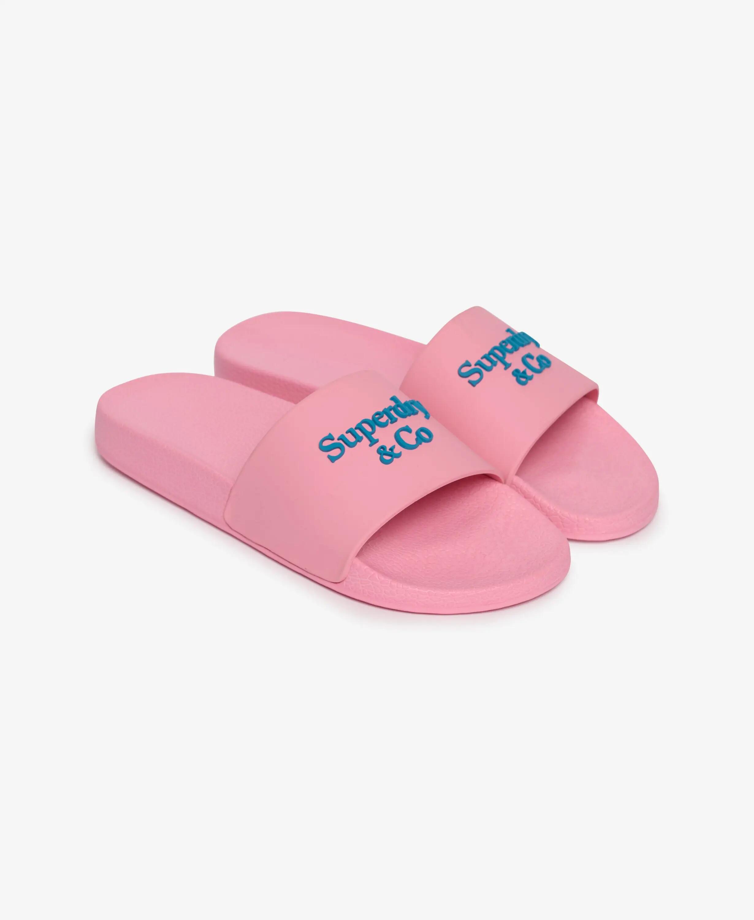 Superdry Pool Sliders mulher em EVA moldado com logo em relevo – Sea Pink/Mid 3/7