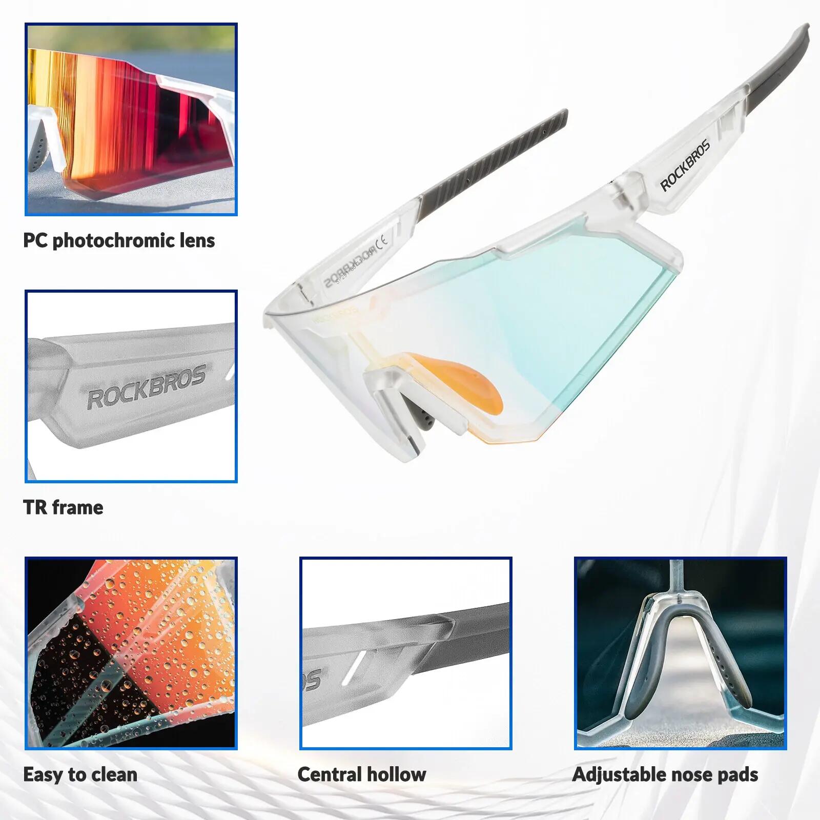 Ochelari ciclism fotocromatici ROCKBROS Transparent-Gri, UV400 4/5