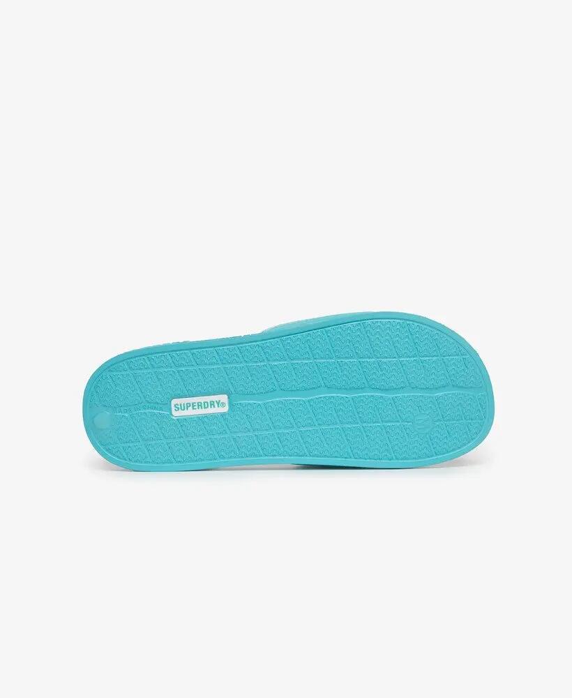 superdry Code Core Pool Sliders — chinelos com tira almofadada – Aquamarine Blue 7/7